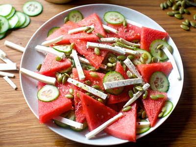 watermelon2 salad2 cucumber2 طرز تهیه سالاد هندوانه و خیار