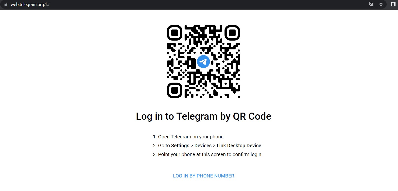 ورود به تلگرام با QR Code در نسخه وب