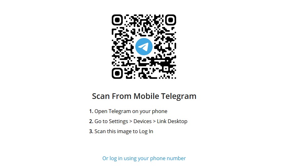 ورود به تلگرام با QR Code در نسخه دسکتاپ