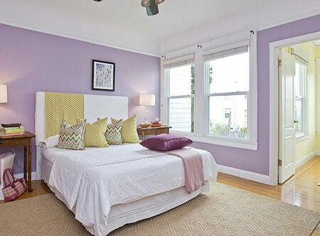 رنگ های مناسب با رنگ یاسی, رنگ های ست شده با رنگ یاسی, بهترین ترکیب های رنگ یاسی در دکوراسیون اتاق خواب